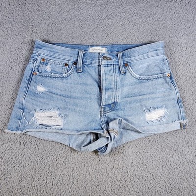 Madewell Womens Size 26 Relaced Denim Jean Shorts Distressed 