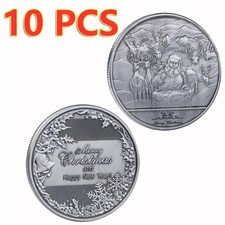 10PCS Merry Christmas Happy New Year Santa Claus Round Commemorative Coin