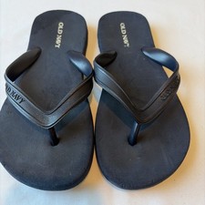 Old Navy Flip-Flops, Black With Printed Logo, Size 1.