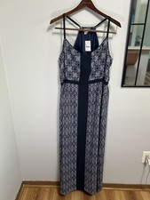 J.Crew Navy & White Geometric Halter Maxi Dre...