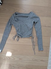 Hollister Damen Strickpullover S Grau Waffelm...