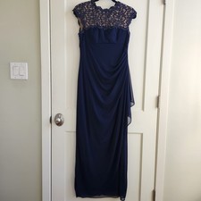 Alex Evenings Navy Lace Formal Gown Size 6 Mother of the Bride Evening Dress