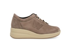 Melluso Sneaker Beige in Camoscio con Zeppa e Lacci Animalier