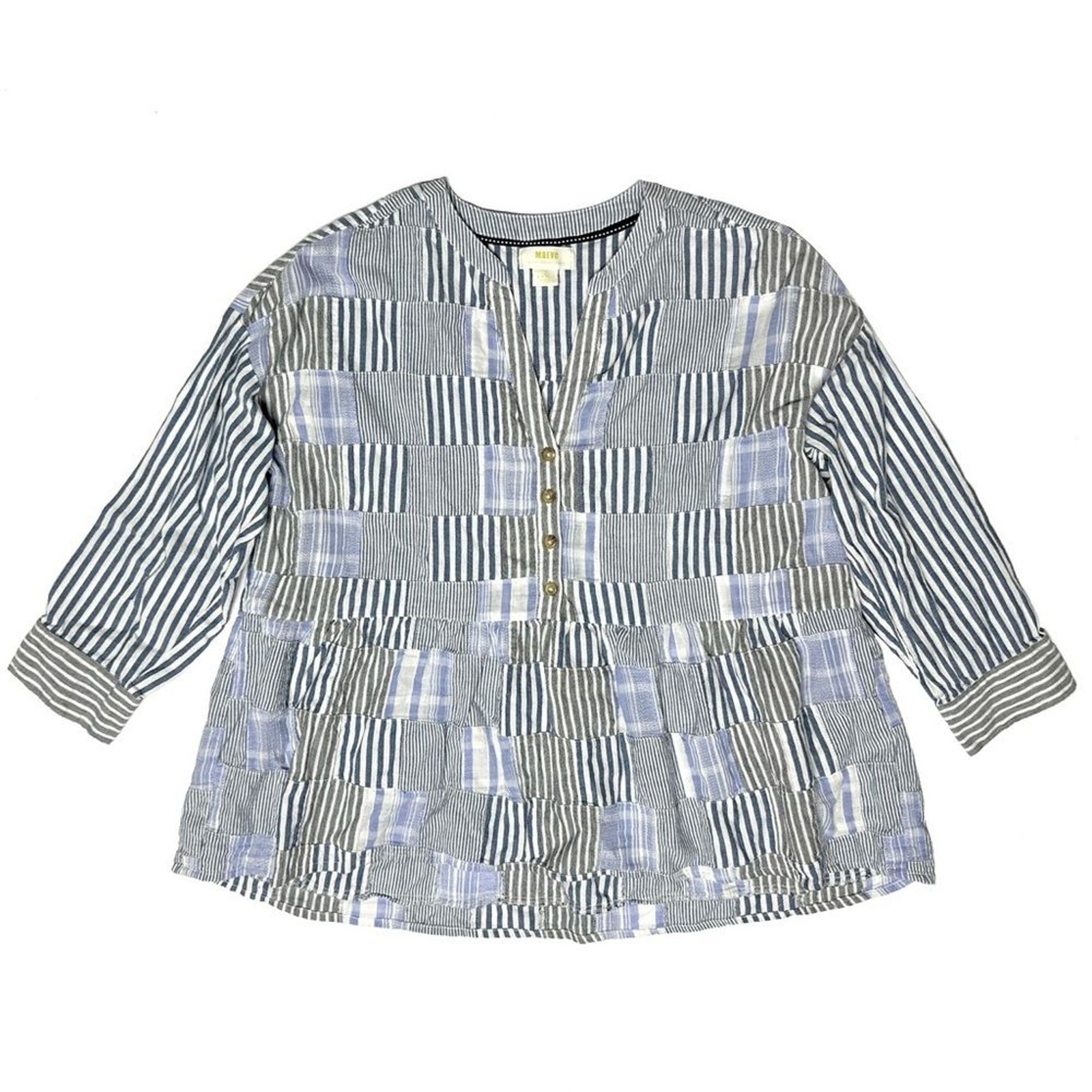 Maeve Oversized Patchwork Button Swing Top Cotton… - image 4