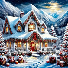 Christmas Diamond Art, Christmas House Diamond Art Kits for Adults Beginner, Dia