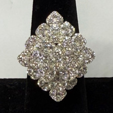 14k White Gold Natural Diamond Cluster Cockta...