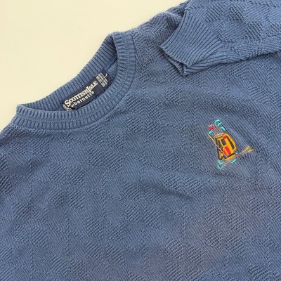 Scottish Isle by bernette Mens Blue Golf Caddy Embroidered Sweater Size L