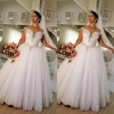 Elegant Wedding Dresses With Beading Illusion Boat Neck Sweep Train Bridal Gown