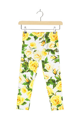 Dolce & Gabbana Leggings Blumen Floral Gr. EU 110 Weiß Mädchen Neu
