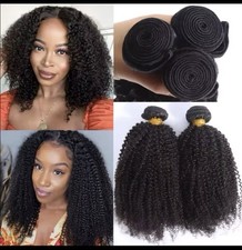 Curly Human Virgin Hair Extensions Double Weft Black 14 Inches No Shedding