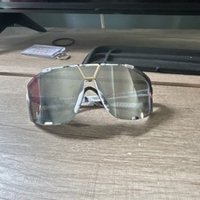 CAZAL Oversized Shield Style Men's Sunglasses Silver Frame Gray Lens