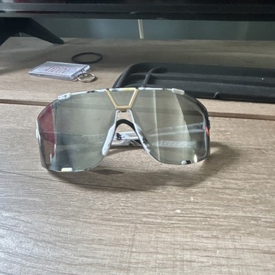 CAZAL Oversized Shield Style Men's Sunglasses Silver Frame Gray Lens