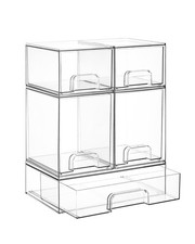 Vtopmart Stackable Storage Drawers Set of 5, Clear Plastic Organizer Bins for...