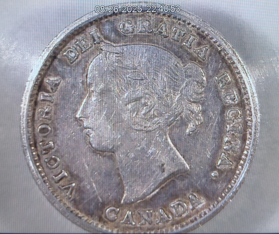 1891 CANADA 5 Cent Queen Victoria Silver ICG EF40 Obverse #2 - 9/9 Variety Rare - Image 4 of 4