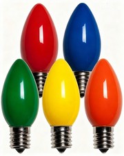 25 C9 Multicolor Ceramic with Yellow Incandescent Christmas Light Bulbs 7 Watt