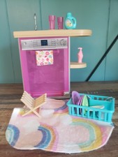 Barbie Kitchen Sink Dishwasher  Table With Plates And Misc Accessories