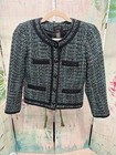 J Crew Blazer Women Tweed Fanfare Peackock Green Wool Blend Lined Metal Button 2 — photo 1