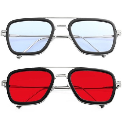 Tony Stark Sunglasses Vintage Square Metal Frame Eyeglasses for Men Women - I...