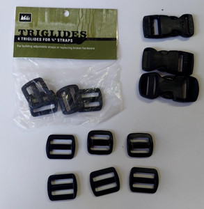3/4 inch tri glides & buckles for straps or webbing REI lot triglides