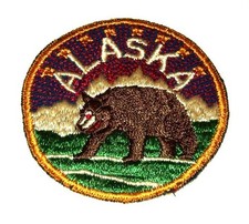 MEGA-RARE ORIGINAL EMBROIDERED TWILL WW2 ALASKA PATCH VARIATION WITH BROWN BEAR!