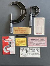 Starrett Micrometer No 436-3 Inch 1 Inch Made in USA Athol MA W/ Papers Lot 2