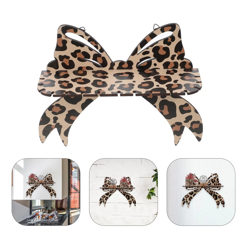  Wall Mounted Shelf With Leopard Print Bow Floating Wall Shelf For Bedroom Wood - Image 2 of 4