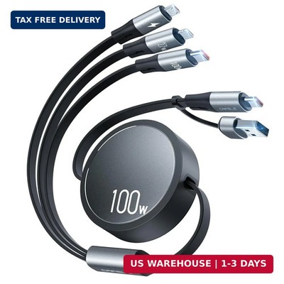 CAFELE 100W Multi Charging Cable, 6-in-1 Retractable USB C/A Cable, 5A Fast Char