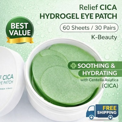 TENZERO Relief Cica Hydrogel Eye Patch 60 Sheets Soothing Under Eye Mask K-Beaut