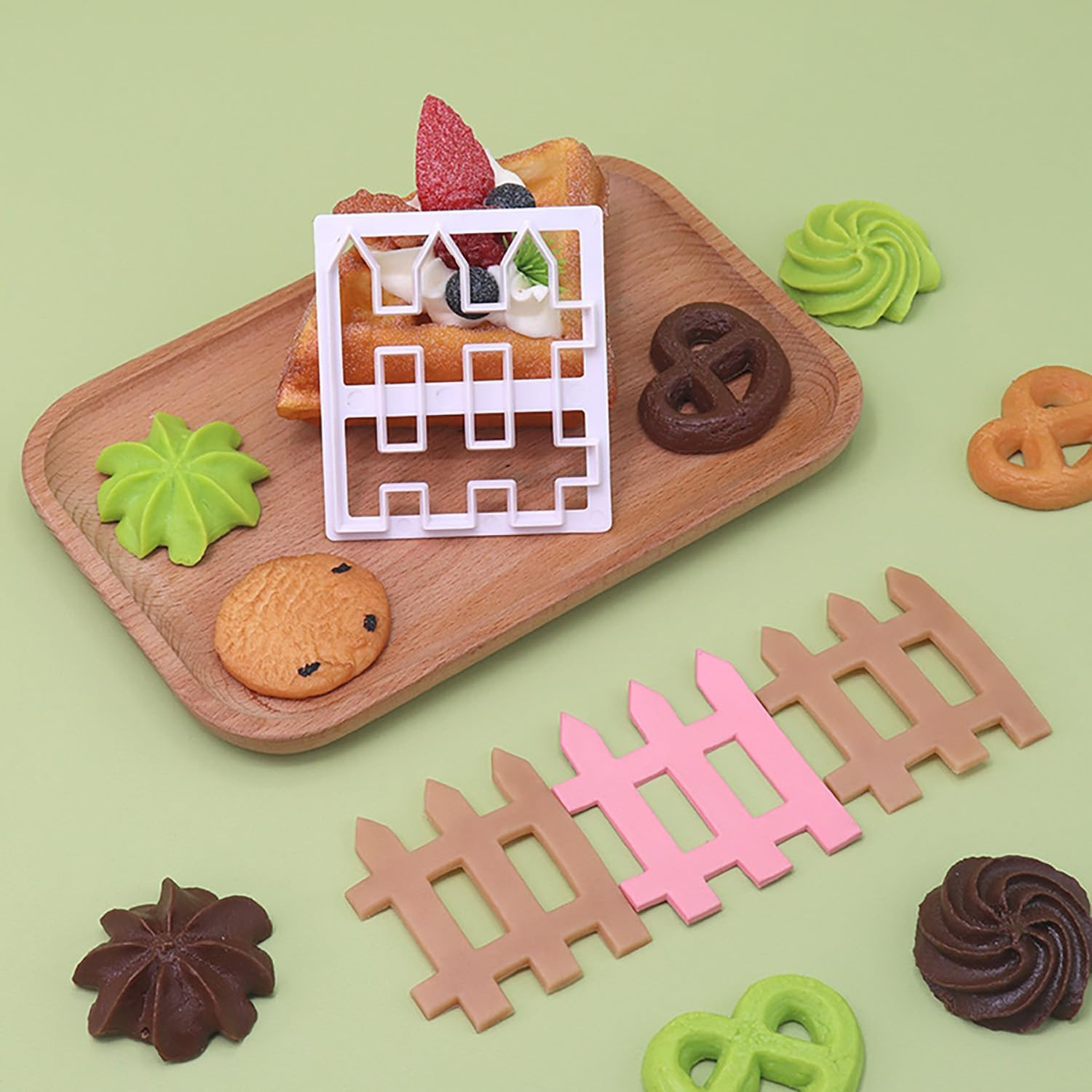3 x Kunststoff-Zaun-Fondant-Ausstechformen, dekorative Kuchenbordüre, Fondant-Ku