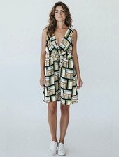 Eliza J Tie Waist Sheath Dress   Blue & Green   6