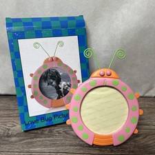 Ladybug Picture Frame Pink Green Kids Nursery Decor Love Bug w/ Box