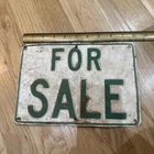 Vintage Tin For Sale Sign Green And White 10x 6.5”