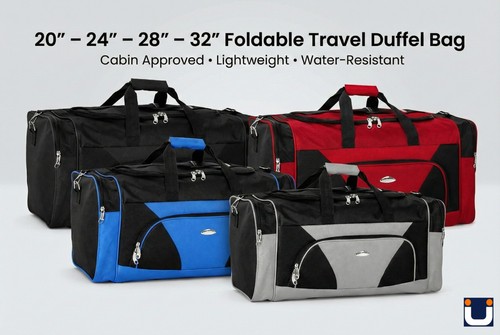 Foldable Travel Duffel Bag – Cabin Holdall Gym Sports Luggage 20″ 24″ 28″ 32″