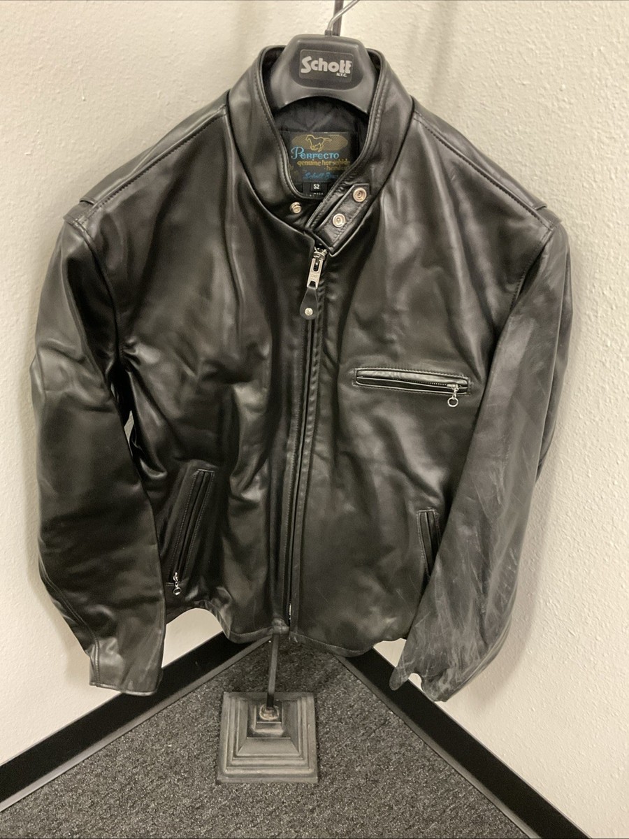 Schott 641 Cafe Racer Leather Jacket Black 52 EU