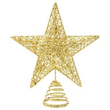 Christmas Tree Topper, 10" Gold Glittered Star with Hollow Design, Tree Topper S
