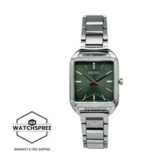 Seiko Ladies' Quartz Rectangular Dial Stainless Steel Band Watch SWR075P1
