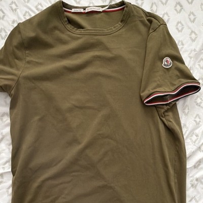Moncler Men's Slim Fit Green Crew Neck Short Sleeve Solid T-Shirt Logo, Size M