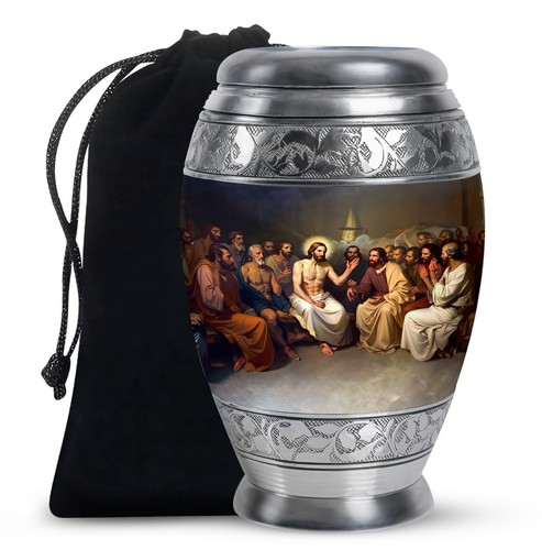 Hind Handicrafts - Urna per ceneri umane in alluminio per adulti, realizzata a mano, funerale commemorativo per