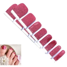 Jaysea Nails Pedicure Strips Color Hot Pink Glitter Street Polish Wraps - B4G1!