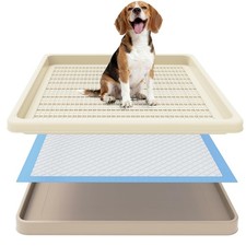 Indoor Dog Pee Pad Holder for Small  Medium Dogs, Two-Layer Potty Tray, Easy-Cl