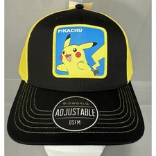 Bioworld Pikachu Big Kids Hat 14 Black Yellow Mesh NWT Adjustable