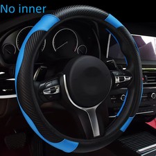 Carbon fiber pattern PU leather steering wheel cover with no inner ring design