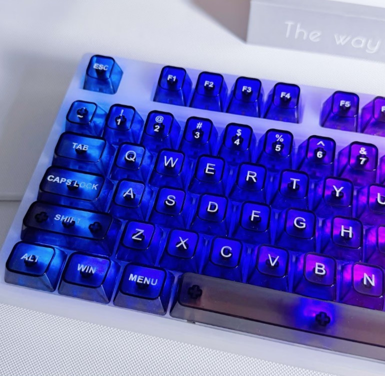 119 Keys Black Transparent PC UV Printed Cherry Profile Keycaps ANSI Layout