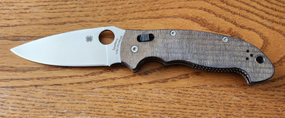 Spyderco Manix 2 XL CruWear Satin Blade Brown Canvas Micarta Handles C95MPCW2