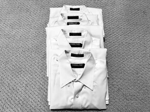 4 KIRKLAND SIGNATURE WHITE BUTTON-DOWN MEN'S DRESS SHIRTS