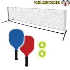 LED Pickleball Portable Set Light-Up Net Paddles Balls Night Play Fun 3 Years Up