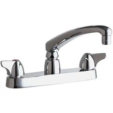 Chicago Faucet 1100-Xkabcp Low Arc Kitchen Faucet, Manual, 8" Mount, 2 Hole