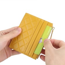 Women's Leather Wallet Small Compact Zipper Coin Pocket Card Holder Mini Purse
