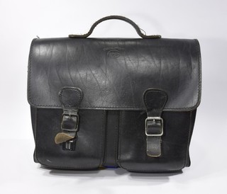 Cecil Fox Leder Aktentasche Lehrertasche Schwarz Robustes Glattleder Vintage