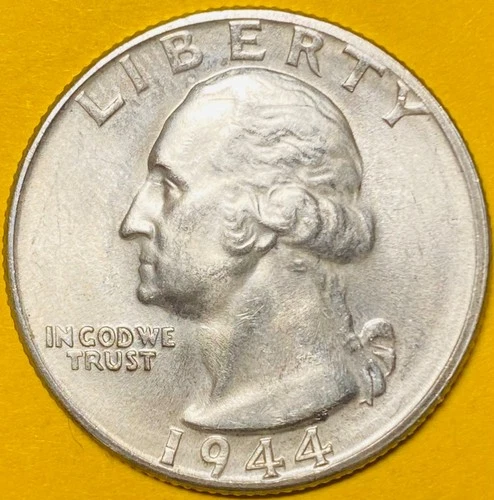 1944 U.S. WASHINGTON SILVER QUARTER 25c COIN (MS/BU/Uncirculated, Mint State)